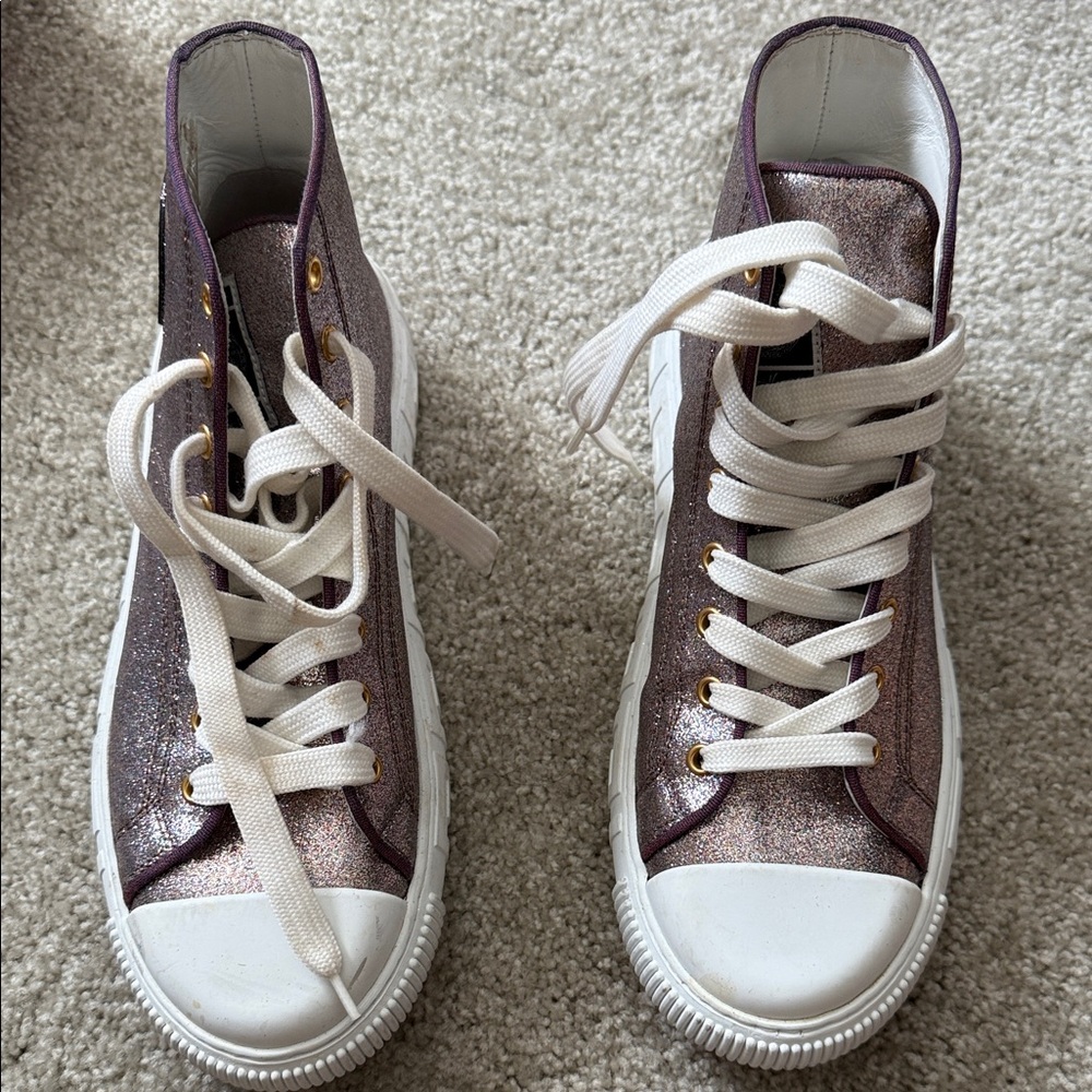 AUTHENTIC Versace Shimmering Purple High-Top Sneakers
